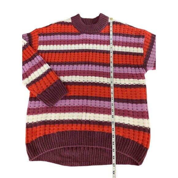 SO Womens Multicolored Striped Ribbed Knit Winter Sweater Medium - Picture 9 of 13